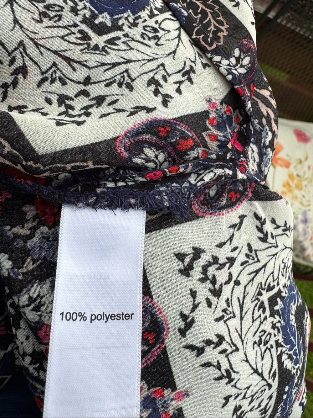 Maurice’s Boho Paisley Open Front Kimono Navy Red & Cream Layering Romantic L/XL